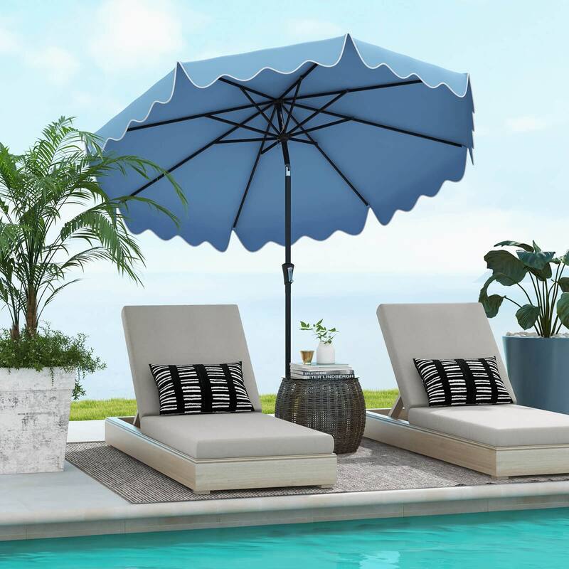 Costway 9 FT Patio Umbrella 2-Tier Market Table Umbrella with