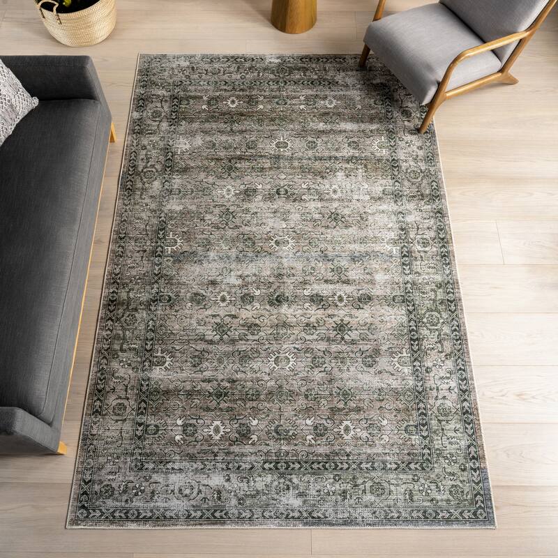 Nuloom Rania SplashGuard Medallion Machine Washable Area Rug - 8' x 10' - Sage Green