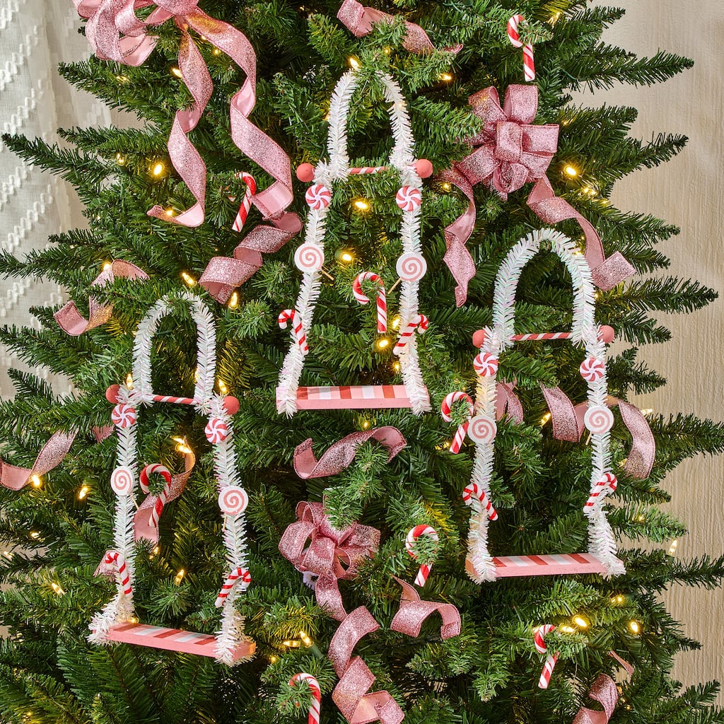 13" MDF Candy Swing Ornament Set of 3