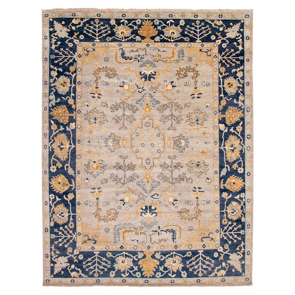 ECARPETGALLERY Hand-knotted Modern Oushak Light Grey Wool Rug - 12' x 15' 3"