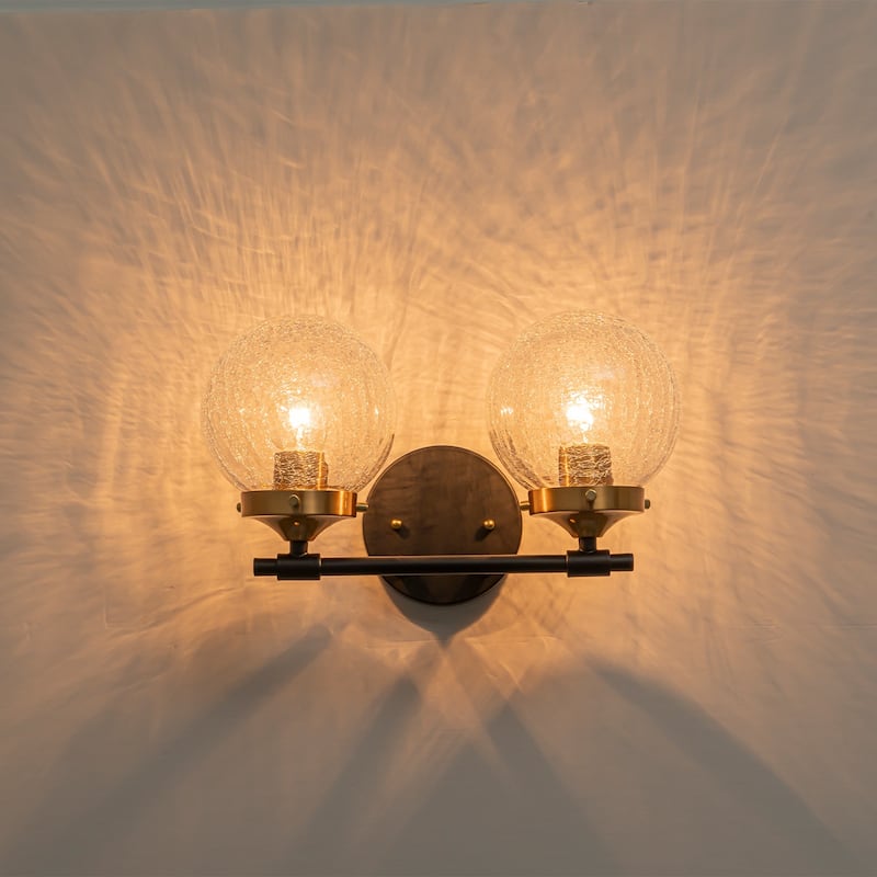 Crackled Glass Globe Wall Sconce Modern Vanity Light