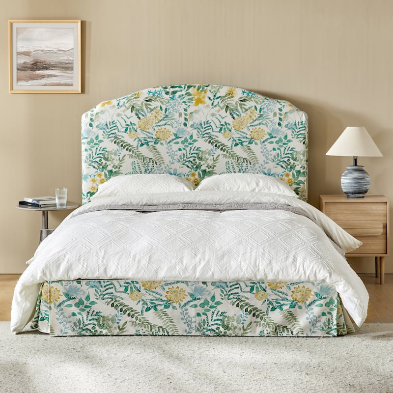 Kristian Traditional Bedroom Machine Washable Slipcovered Bed with Variety Fabric Choice Set-QB by HULALA HOME