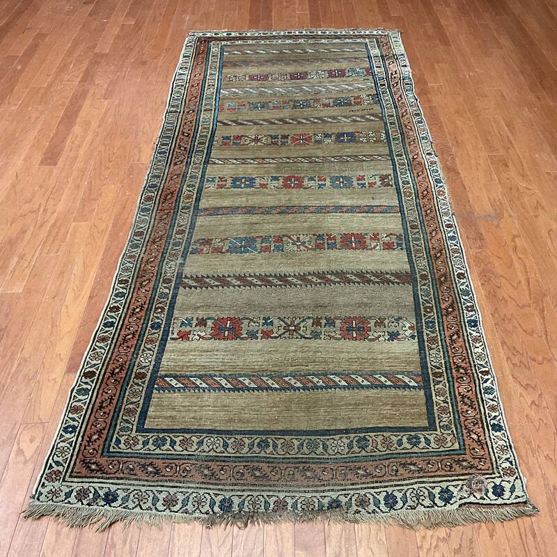 HERAT ORIENTAL Antique 1860s Handmade Bakhshayesh Wool Rug - 4'3" x 10'2"
