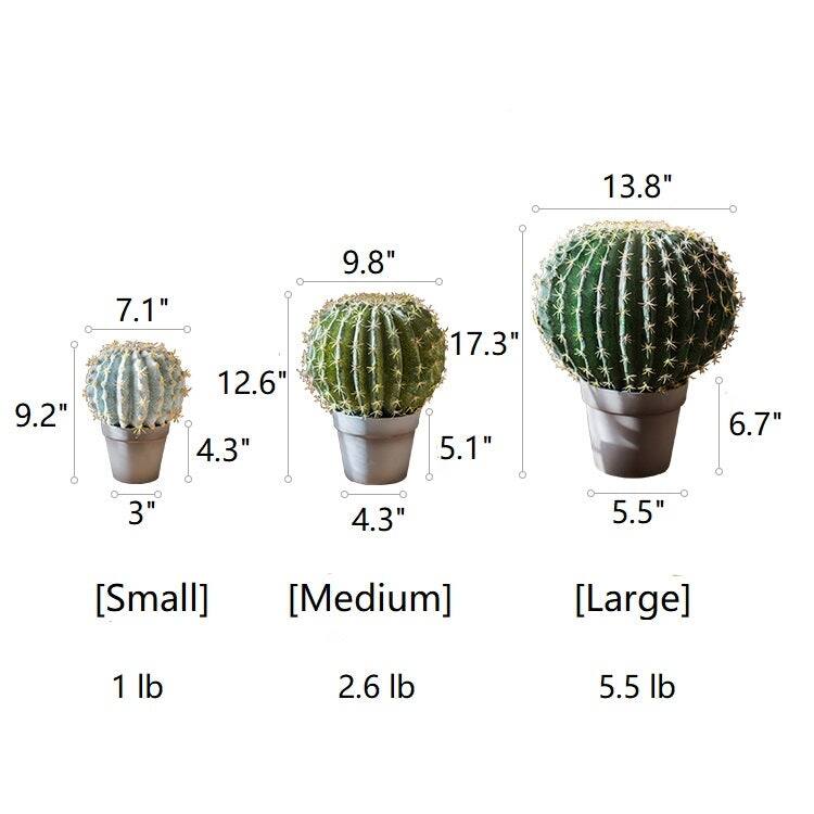 RusticReach Artificial Potted Cactus Ball - [A]-Small-9.2"H