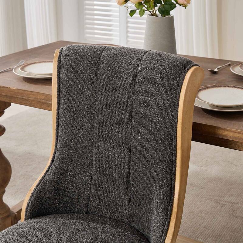 GDF Studio- Snow Velvet Mid-Century Dining Chair with Curved Wood Legs, Set of 2