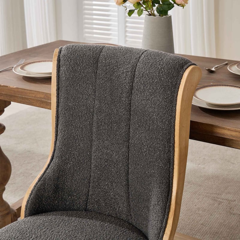 Velvet Dining Chairs, with Curved Wood Trim & Sculpted Legs, Accent Seating with Fluffy Fabric & Sturdy Wood, Set of 2