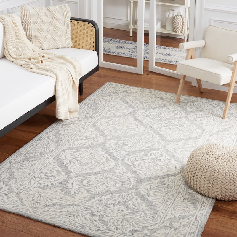 SAFAVIEH Handmade Metro Chiaffreda French Country Wool Rug - 8' x 10' - Dark Grey/Ivory