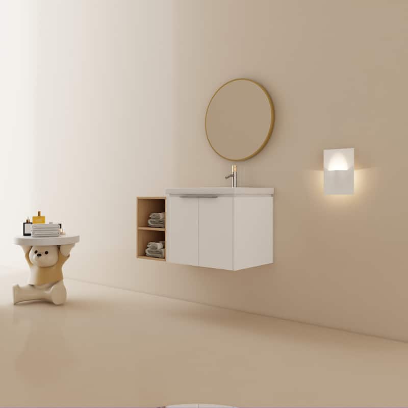 36 Inch Soft Close Doors Bathroom Vanity With Sink, and A Small Storage Shelves