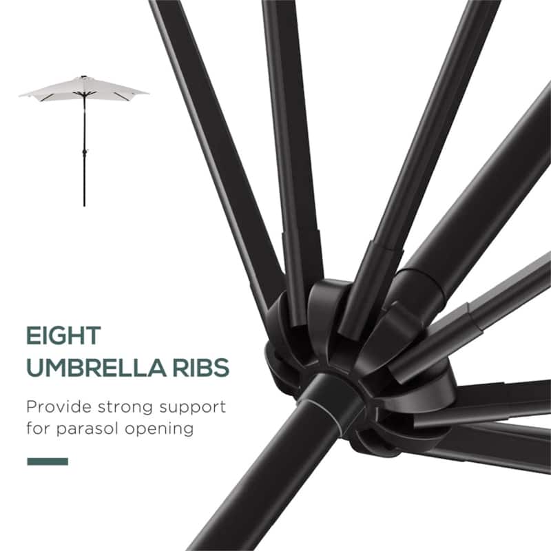 8.8ft Solar LED Patio Umbrella with Tilt and Crank System for Garden Deck Balcony or Backyard - 8.8' L x 6.7' W x 8.1' H