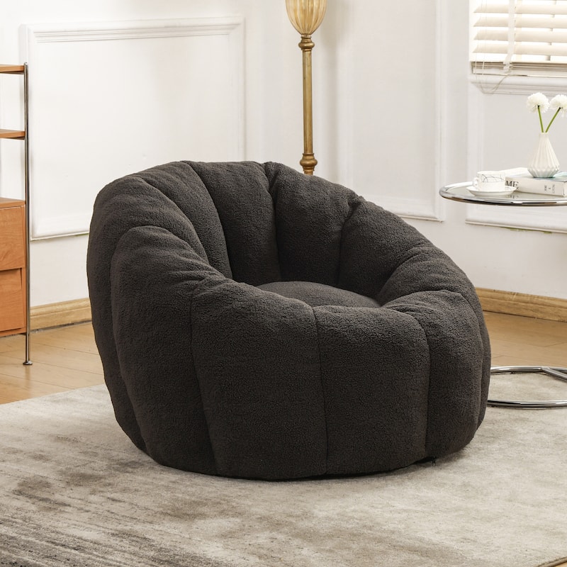 Comfortable Bean Bag Chair Dark Gray Sofa Chair with Armrests, Leisure Chair Lounge Chair Upholstered Chair