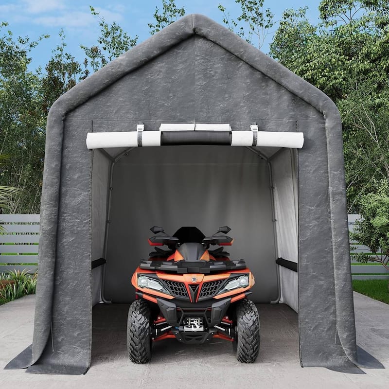 10x10 FT Portable Outdoor Storage Shed, Carport for Motorcycle, Firewood, Garden and Tools