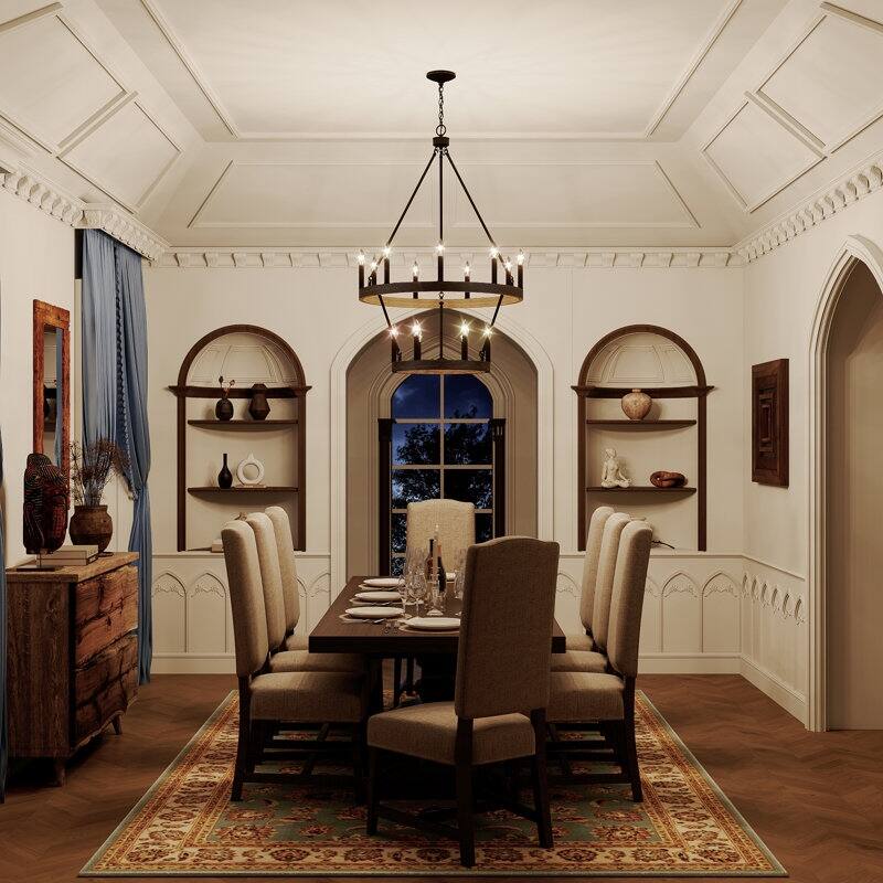 Acroma 15-light Farmhouse Black Tiered Chandelier for Dining Room - 27.5 inches