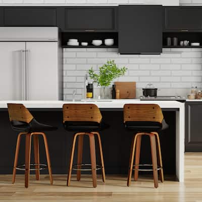 WYNDENHALL Mara Contemporary 16 inch Swivel Bar Stool (Set of 2) - 18.7"D x 18.5"W x 36.6"H