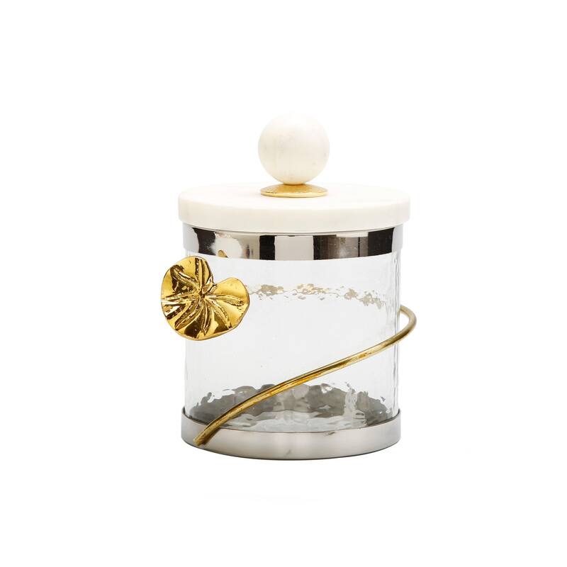 Canister with Floral Lotus Art (3 Sizes) - Small