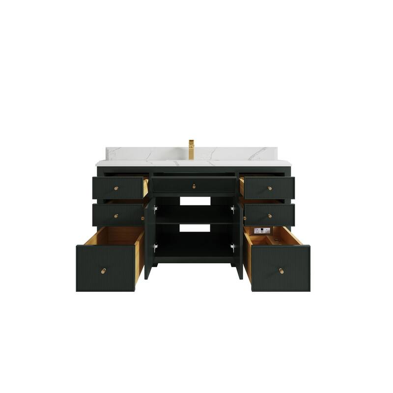 Willow Collections 60 in W x 22 in D Sonoma Free Standing Reeded Single Sink Bathroom Vanity with Countertop