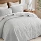 preview thumbnail 52 of 110, Madison Park Quebec Embroidered Reversible Oversized 3-piece Solid Texture Bedspread Quilt Set with Matching Shams