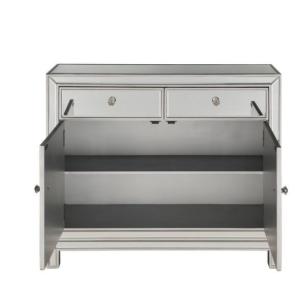 Shop 38 Wide Nightstand 2 Drawers 2 Doors In Antique Silver Or Gold Overstock 18000318