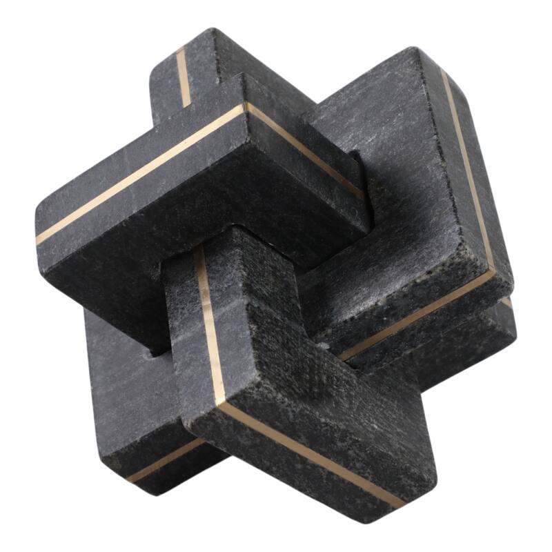 Stone Metal Decorative Object Interlocking Modern Geometric Structure