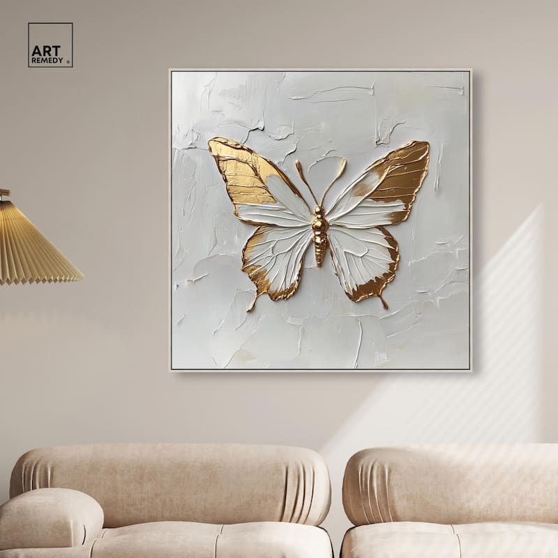 Simple Golden Butterfly Canvas by Art Remedy