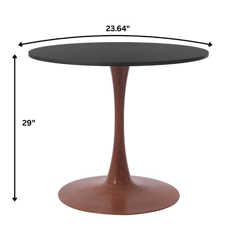 Bristol 24" Round Dining Table with MDF Top and Cherry Steel Pedestal Base for Modern Kitchen and Dining Room