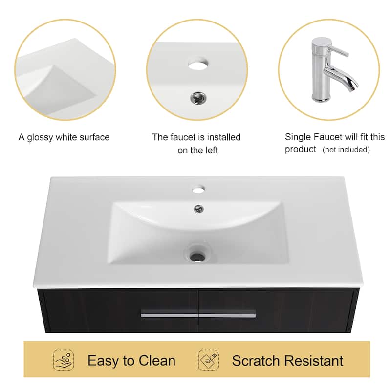 Malwee 30"/36" FreeStanding Bathroom Vanity, Floor Stand Bathroom Vanity with Sink and Soft Close Door