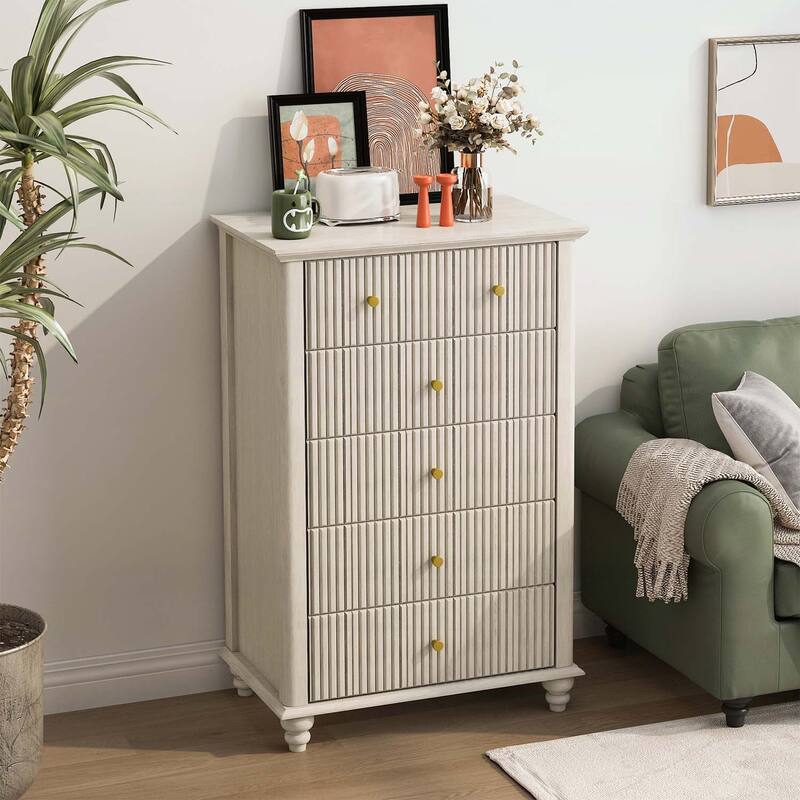 Tall Modern Chest of Drawers - Beige