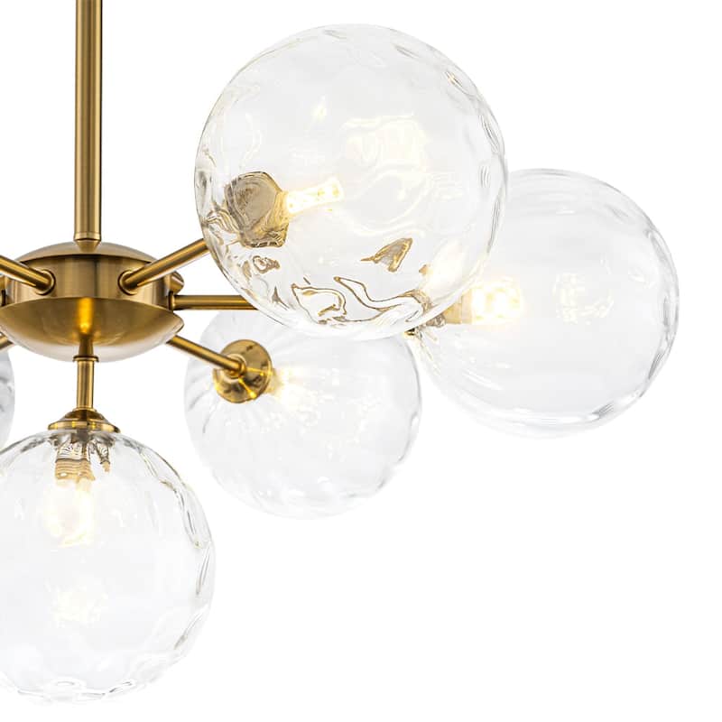 Contemporary 7-Light Clear Textured Glass Sputnik Chandelier - 25.2 in