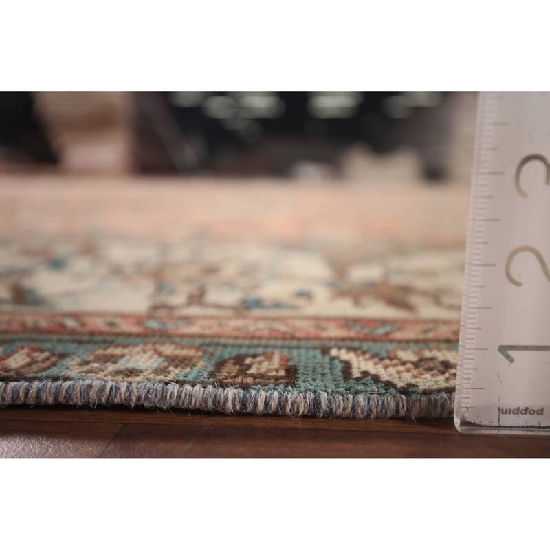 Pink Tabriz Persian Vintage Rug Hand-Knotted Oriental Wool Carpet - 9'9"x 12'10"