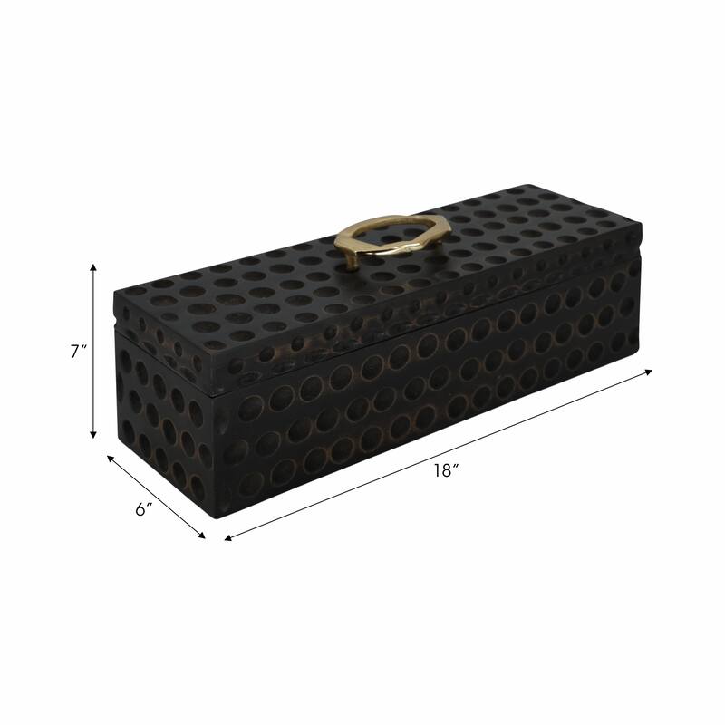 Sculptural Decorative Box with Lid and Gold Accent Handle - 7"