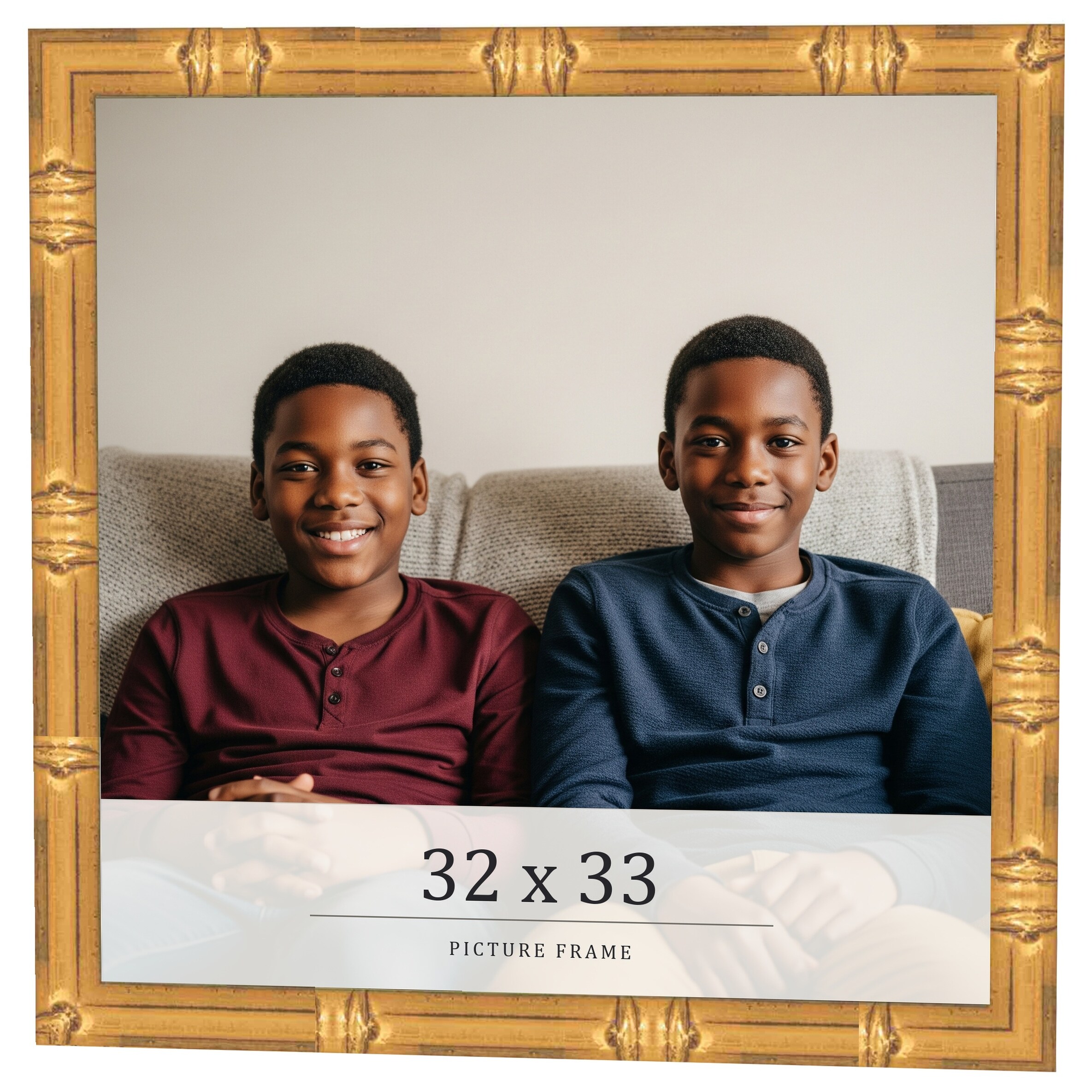 32x33 Frame Gold Bamboo Solid Wood Picture Frame | 1 Inch Moulding