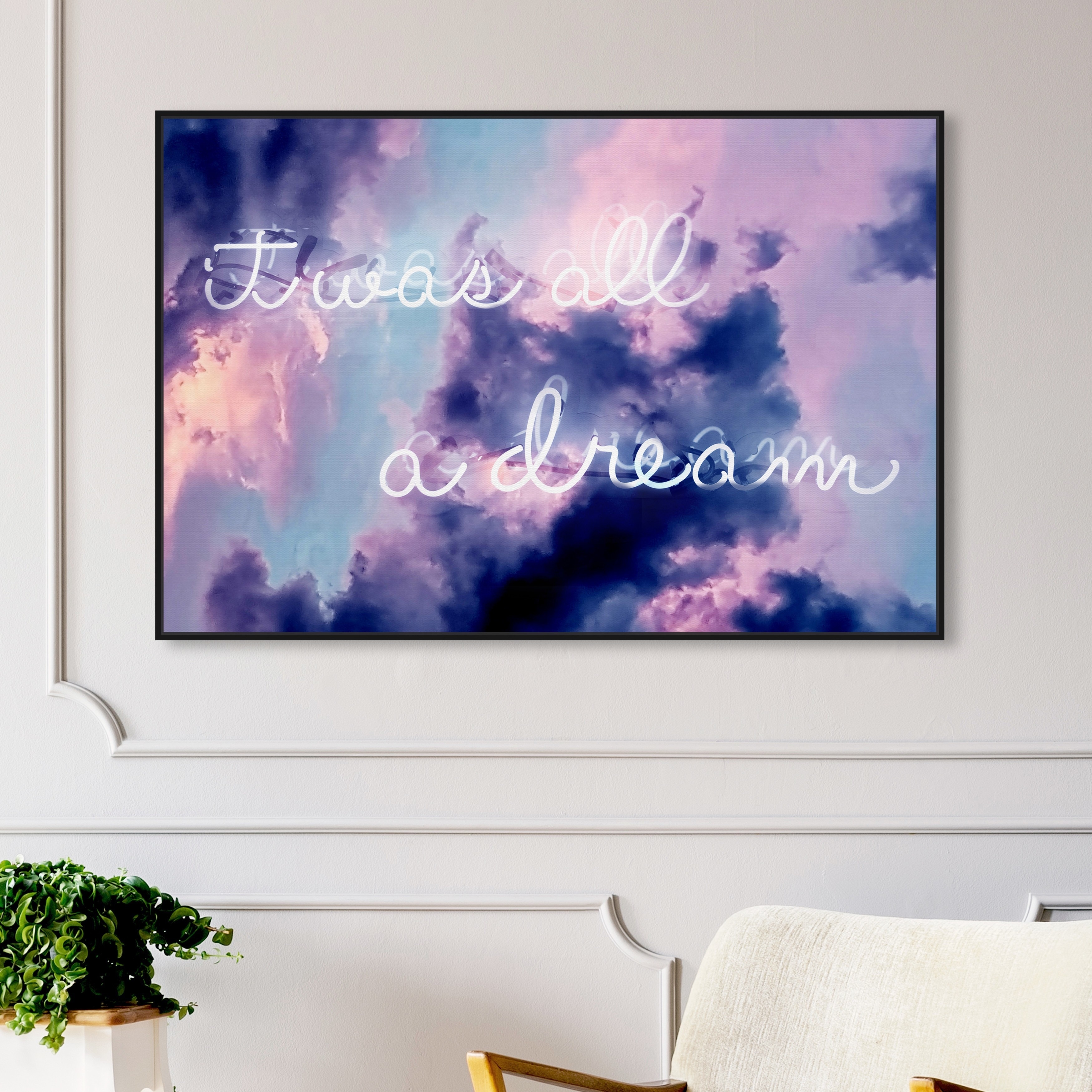 Shop Oliver Gal It Was All A Dream Long Wall Art Framed Canvas Print Motivational Quotes And Sayings Purple White Overstock 31796363