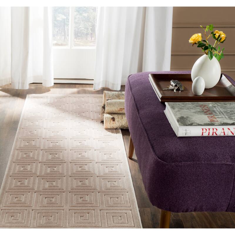 SAFAVIEH Paradise Dorthea Modern Viscose Rug - 2' x 7' Runner - Creme/Creme