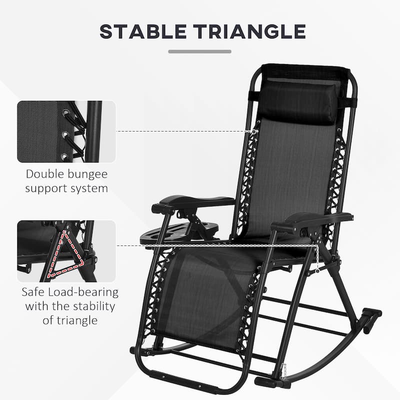 Black Steel Mesh Zero Gravity Reclining Lounge Chairs Set of 2 with Cup Trays - 26.5" L x 47.25" W x 40.25" H