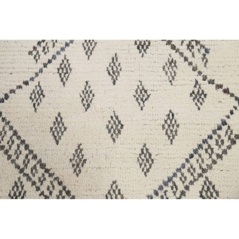 Geometric Oriental Moroccan Area Rug Hand-knotted Wool Carpet - 9'1" x 12'2"