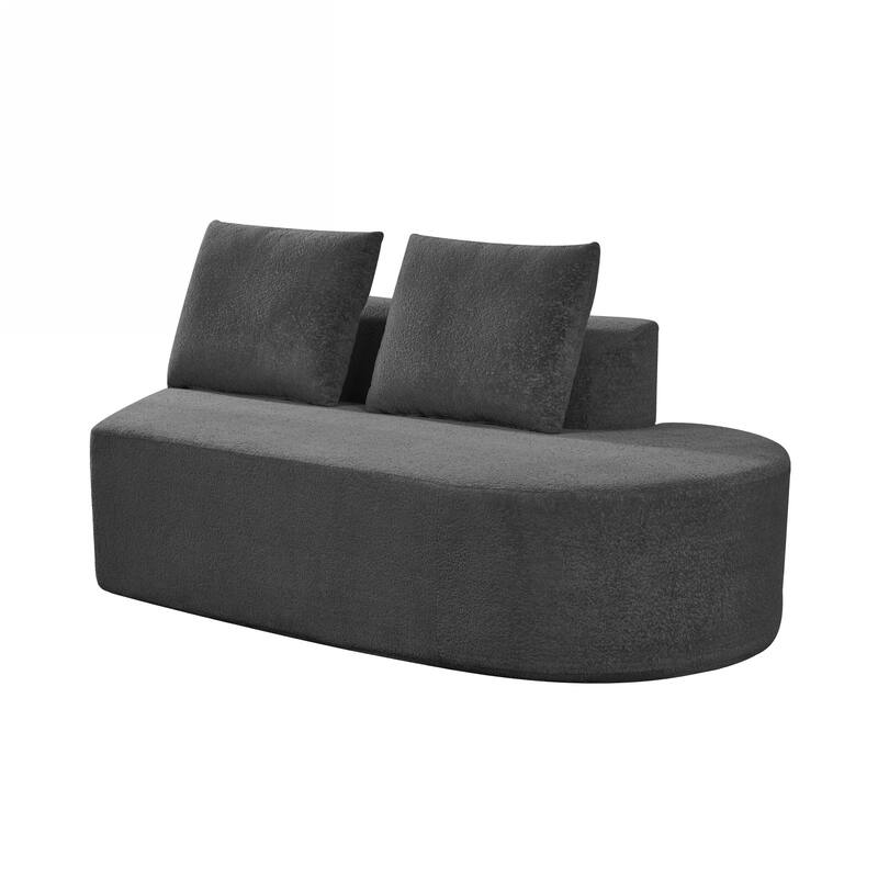 116" Pearl Upholstery Curved Sectional Sofa with Chaise Lounge, High-Density Compressed Sponge Design