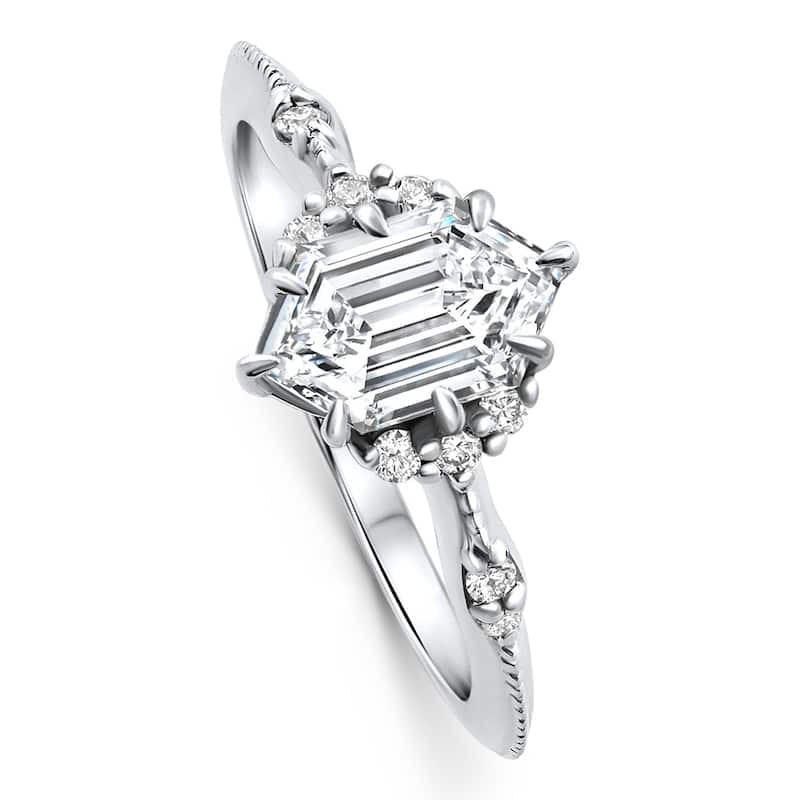 Certified 1 1/3Ct Elongated Hexagon Diamond Engagement Ring Gold Lab Grown