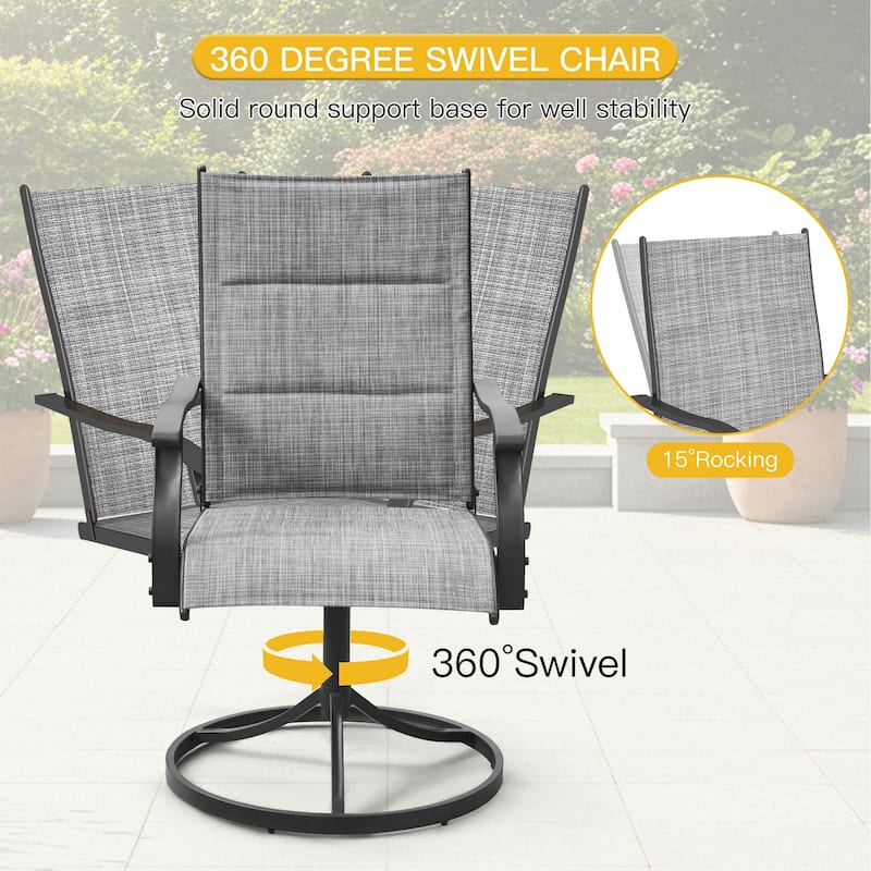 Patio Dining Set, Outdoor Dining Table and Chairs Set with Textilene Chairs, Adjustable Umbrella Hole for Garden, Backyard