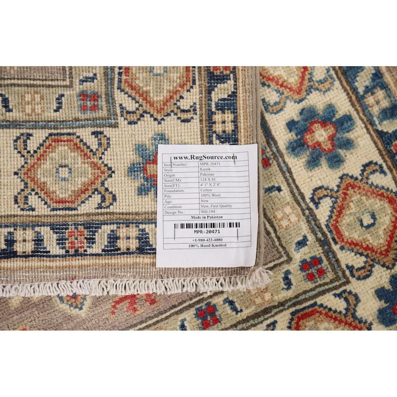 Light Brown Kazak Foyer Rug Hand-Knotted Wool Carpet - 2'8"x 4'1"