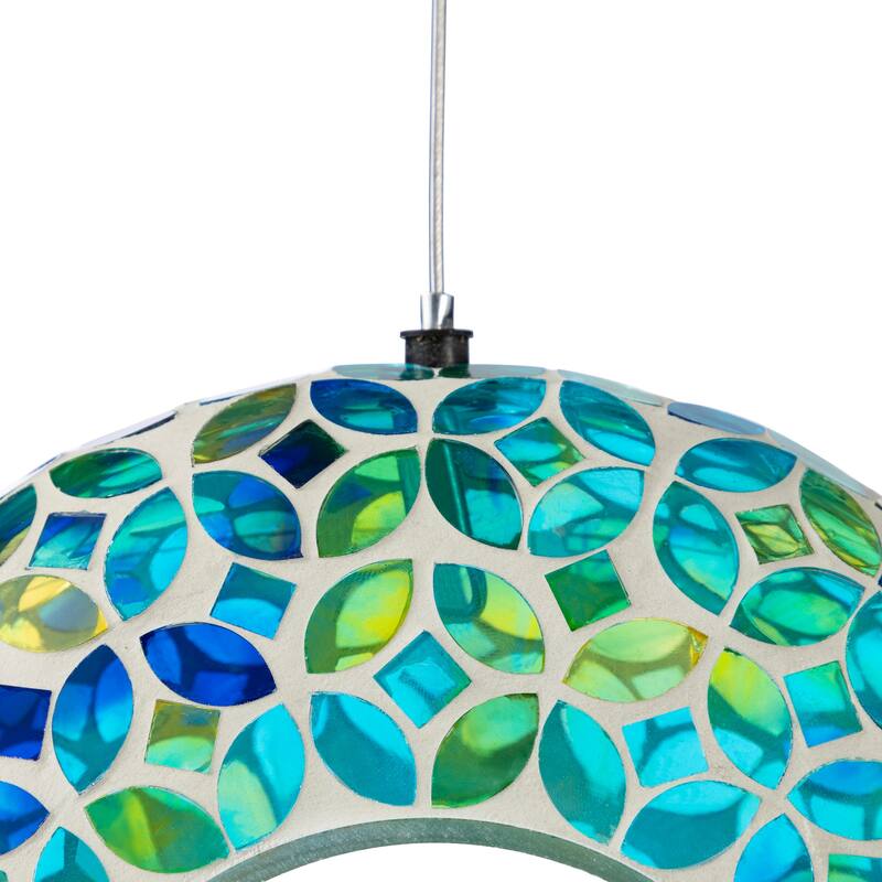 Glitzhome Round Hanging Multi-Color Mosaic Dots Birdfeeder