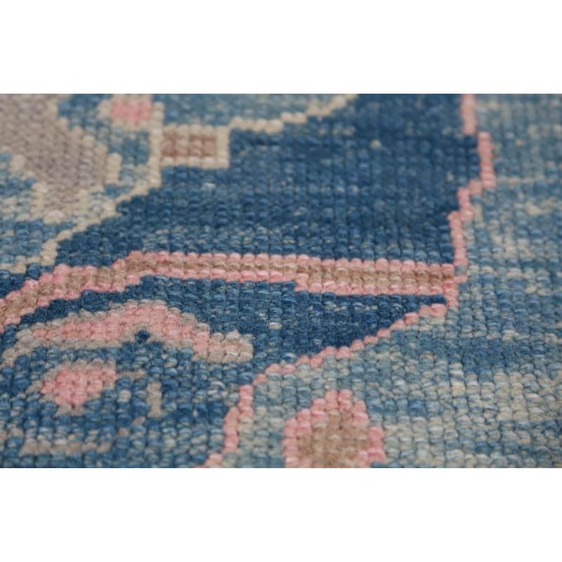 Hand Knotted Oriental 100% Wool Carpet Transitional Geometric Navy Blue & Blues Oushak Area Rug - 12' 1'' X 9' 5''