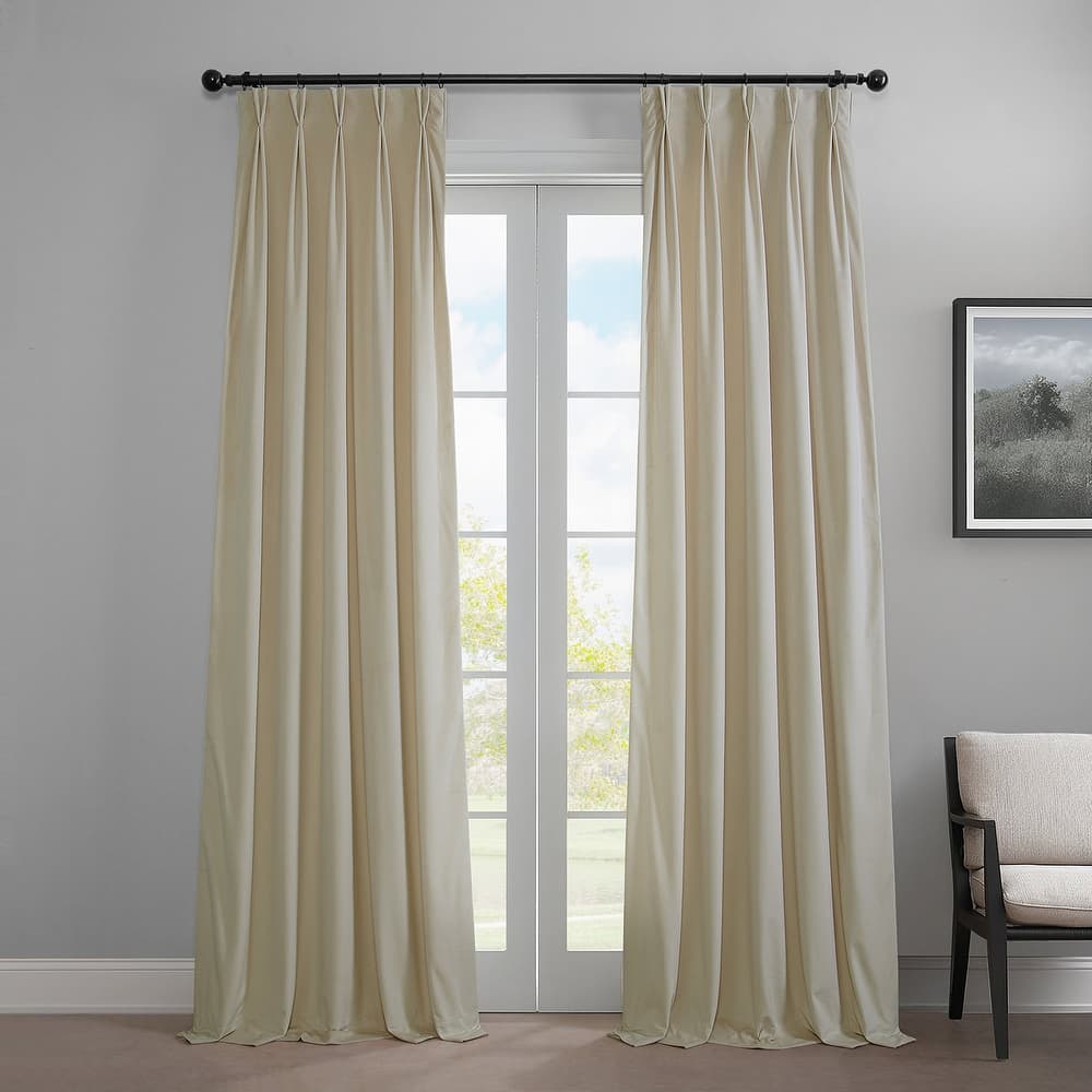 Exclusive Fabrics French Pleat Heritage Plush Velvet Room Darkening Curtains For Bedroom & Living Room Curtains (1 Panel)