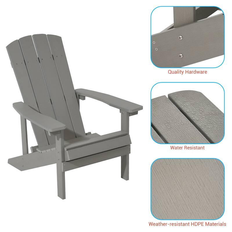 BONOSUKI Patio Adirondack Chair w/Cupholder,Weather Resistant-Set of 4