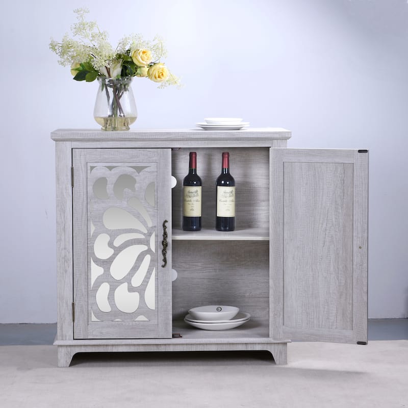 Elegant sideboard with 2 acrylic mirrored doors Sideboard and Buffet