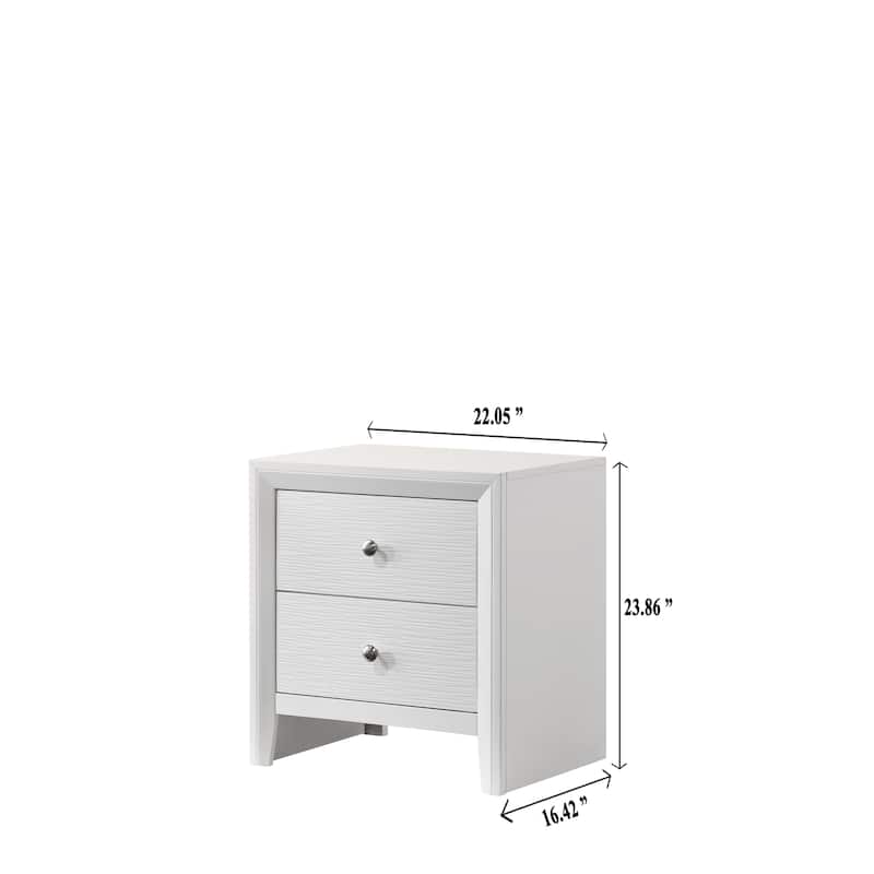 Contemporary Modern Look 2-Drawer Nightstand End Table Two Storage Drawers Round Knobs Bedroom Living Room Wooden Furniture