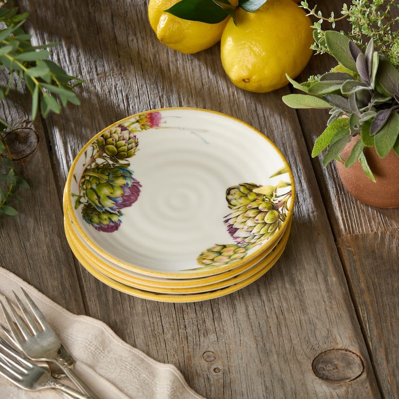 Certified International Verdura 6" Canape/Luncheon Plates,Set of 4 - 6'' W x 6'' D x 0.75'' H