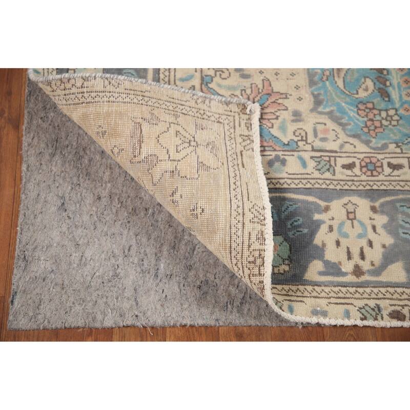 Hand Knotted Oriental 100% Wool Carpet Traditional Floral Pink Tabriz Area Rug - 9' 5'' X 6' 4''