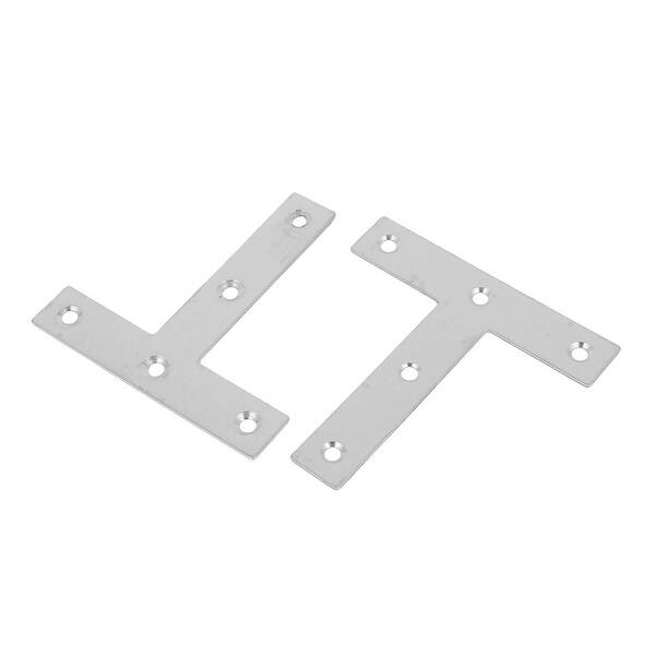 80mmx80mm T Shaped Flat Angle Bracket Corner Brace Joint 5 Pcs Silver
