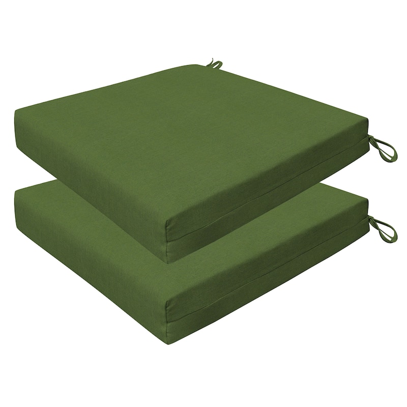 Outdoor Premium Dining Seat Cushion (2-Pack) - 20" wide x 20" deep x 4" thick - Textured Solid Artichoke Green