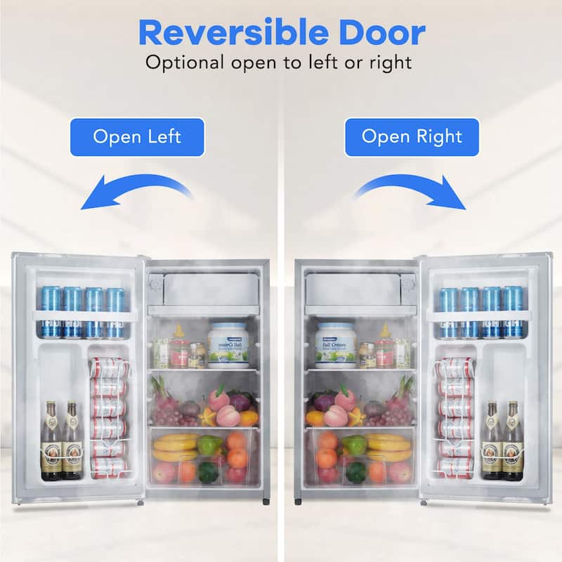 3.2 Cu.Ft Mini Fridge With Freezer, Single Door, Compact Refrigerator