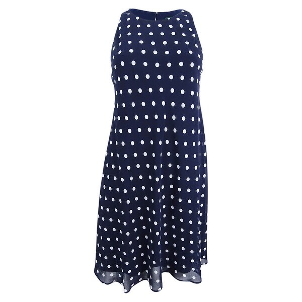 ralph lauren navy polka dot dress